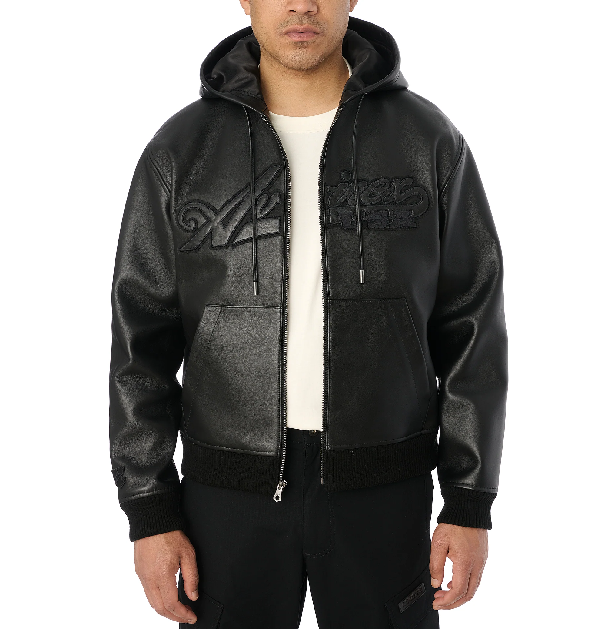 SCRIPT NAPPA LEATHER HOODIE - Image 3