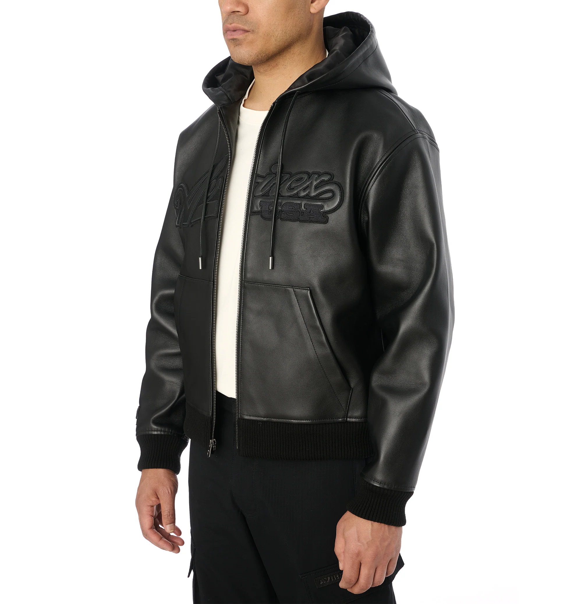 SCRIPT NAPPA LEATHER HOODIE - Image 4
