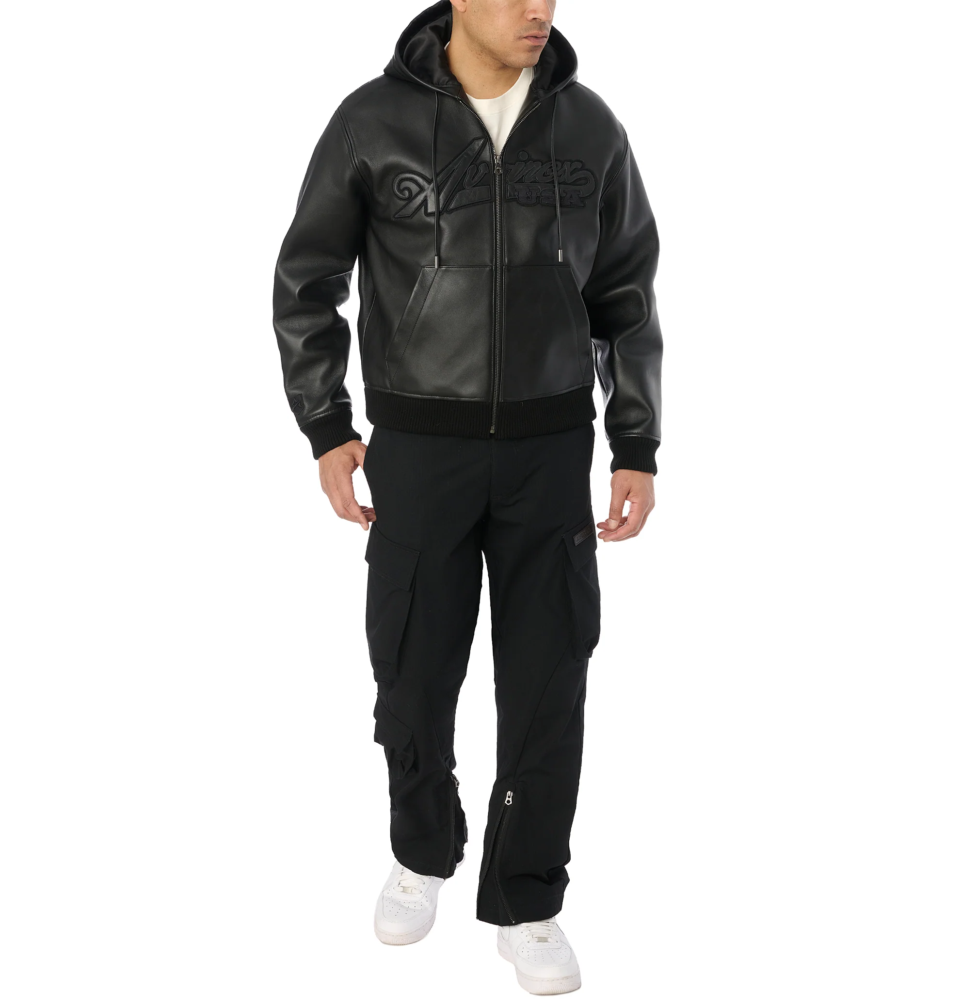 SCRIPT NAPPA LEATHER HOODIE - Image 7